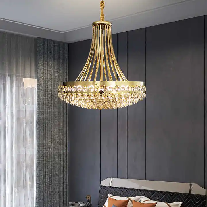 Decor Lighting Sales - Lüks Altın Yuvarlak Kristal Avize, Otel
